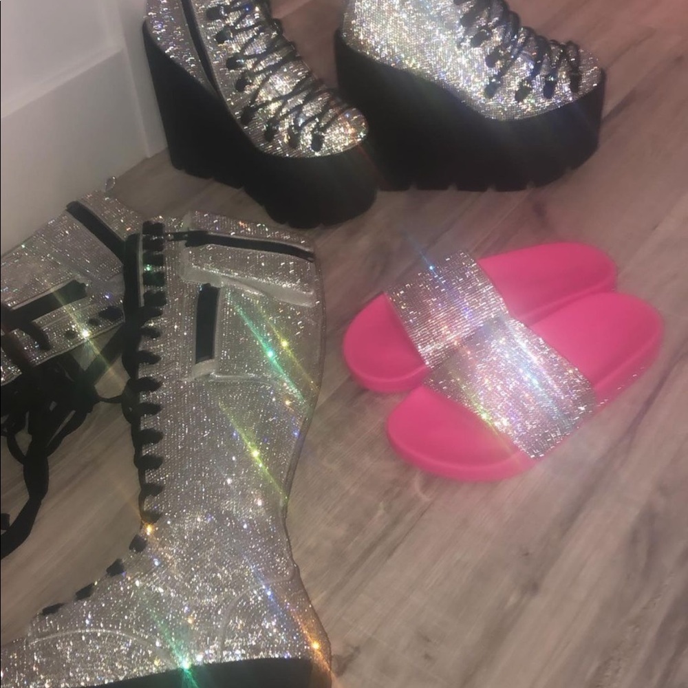Dolls kill bling tour combat boots rhinestone - Picture 2 of 2